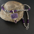 Navajo Pearls Necklace with Purple Sugilite Pendant | Sterling Silver | Multi-Stone | 11333