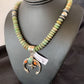 Navajo Pearl Necklace with Sterling Silver Green Turquoise & Spiny Oyster Naja Pendant | 11700