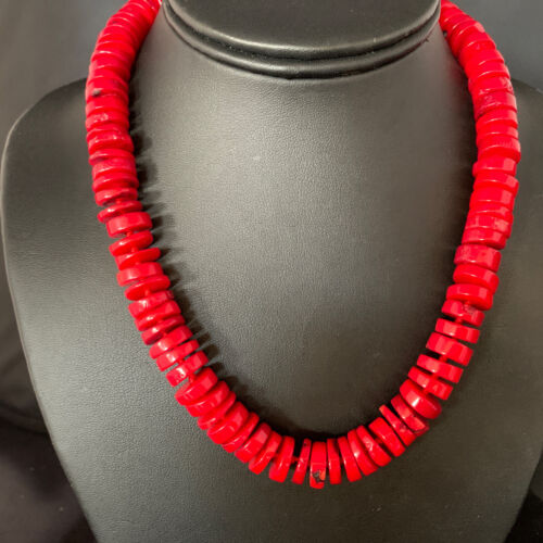 Women's Navajo | Bamboo Coral Strand Necklace | Sterling Silver | 18" | Authentic Native American Handmade | 13519