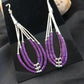 Handmade Liquid Silver Heishi Tube Beads Sugilite Earrings | Sterling Silver | 2" | 1985