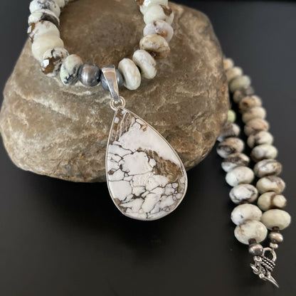 Navajo Wild Horse Turquoise Necklace Pendant | Sterling Silver | Authentic Native American Handmade | 11340