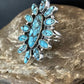 Navajo Blue Turquoise Cluster Ring | Authentic Native American Sterling Silver | Multi-Stone | Sz 6.5 | 14227