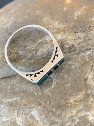 Native American Women's Navajo Green Malachite Onyx Inlay Ring | Sz 7 | 11153