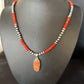 Navajo Red Apple Coral Pendant Necklace | Sterling Silver | Authentic Native American Handmade | 14373