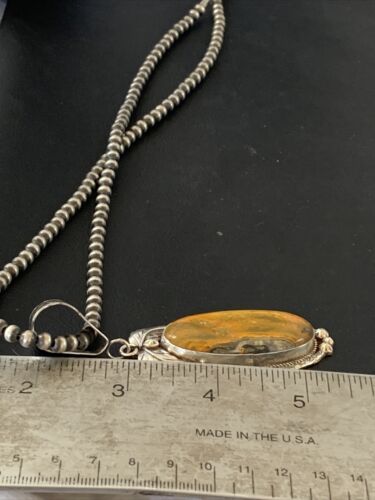 Navajo Pearls Bumblebee Jasper Necklace Pendant | Sterling Silver | Authentic Native American Handmade | 01898