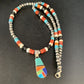 Navajo Blue Turquoise Inlay Pendant Necklace | Sterling Silver | Authentic Native American Handmade | 13865