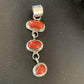 Navajo Red Coral Multi-Stone Necklace Pendant | Authentic Native American Sterling Silver | Multi-Stone | 13244