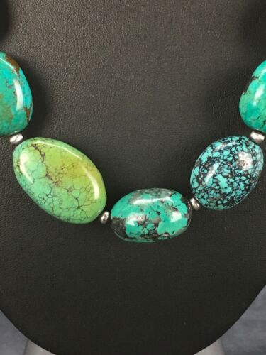 Navajo Chunky Turquoise Necklace | Sterling Silver | 20" | Authentic Native American Handmade | 2963