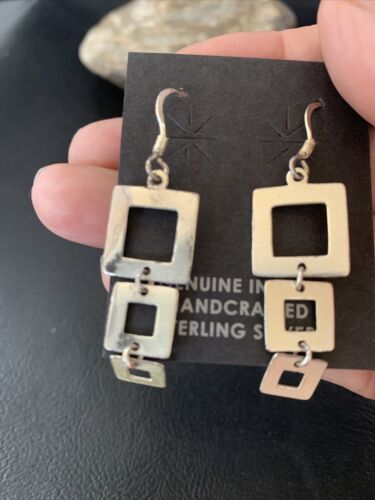 Native American Old Pawn Dangle Earrings | Sterling Silver | 1.5" | 12984