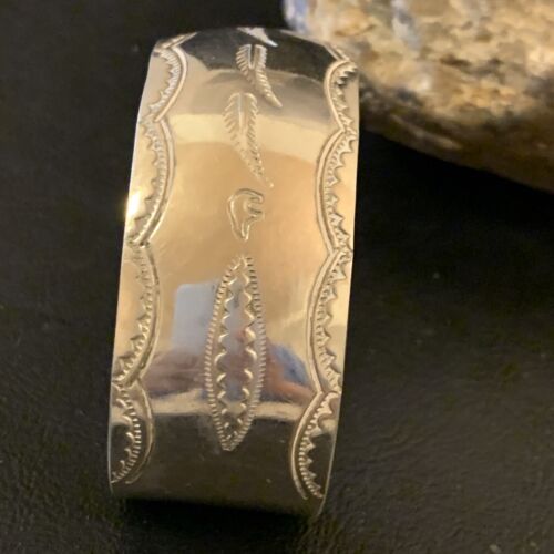 Navajo Sterling Silver Stamped Cuff Bracelet | Authentic Native American Handmade | 12823