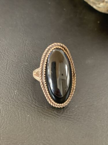 Native American Old Pawn Navajo Black Onyx Ring | Sterling Silver | Sz 7 | 11947