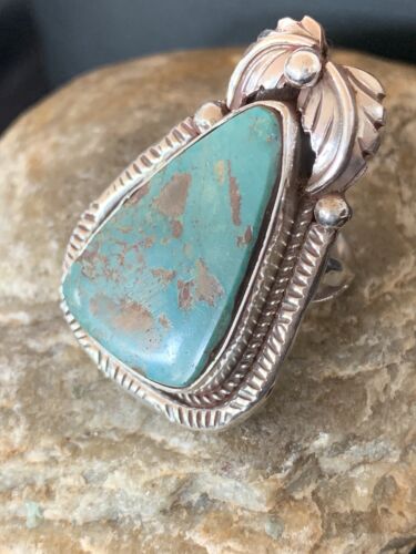 Southwestern Navajo Blue Royston Turquoise Ring | Sterling Silver | Sz 9 | 552