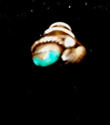 Native American Turquoise Feather Tie Tag Pin | Sterling Silver | Old Pawn | Ithaca | 8013