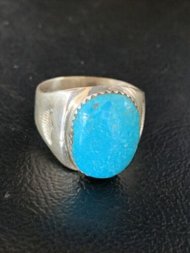 Navajo Blue Kingman Turquoise Ring | Sterling Silver | Sz 11 | Authentic Native American Handmade | 14144