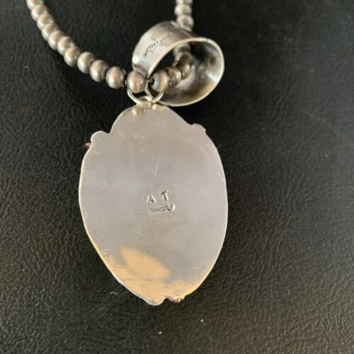 White Buffalo Turquoise Pendant Necklace | Sterling Silver | Navajo | Authentic Native American Handmade | 13992 - Masha USA