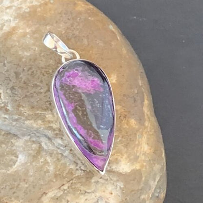 Navajo Purple Sugilite Pendant | Sterling Silver Pearls | 1.50" | Authentic Native American Handmade | 10932