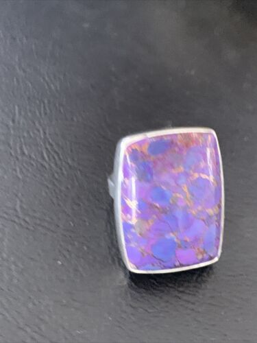 Adjustable Navajo Purple Mojave Turquoise Ring | Sterling Silver | Sz 8 | Authentic Native American Handmade | 11601 - Masha USA