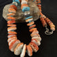 Navajo Pearls, Orange Spiny Oyster & Turquoise Necklace | Sterling Silver | Authentic Native American | 24"