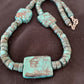 Native American Rustic Turquoise Nugget Heishi Bead Necklace | Sterling Silver | 22" | 1397