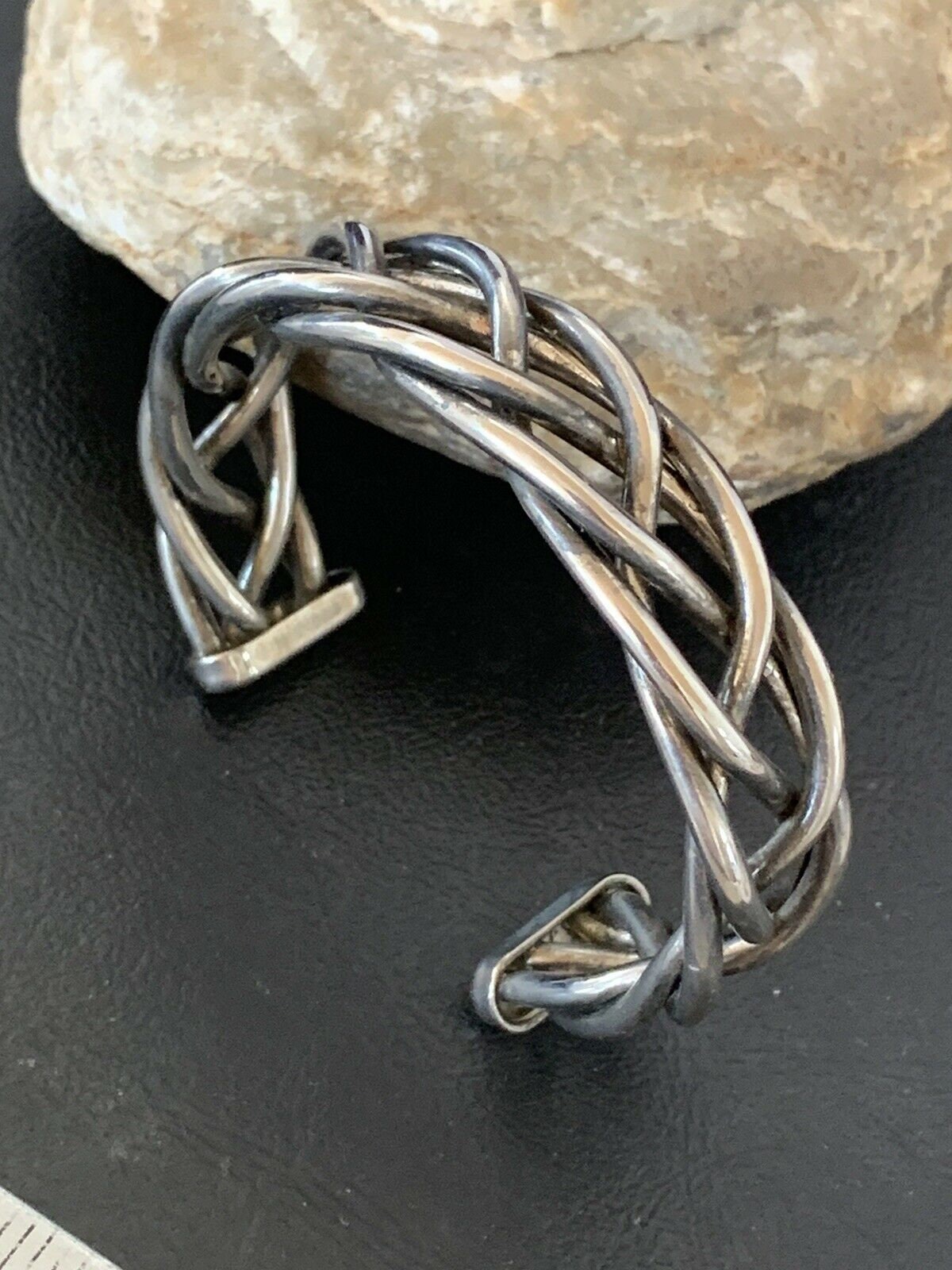 Old Pawn Navajo Wire Braid Bracelet | Sterling Silver | Authentic Native American Handmade | 10415