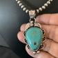Men's Navajo Pearls Necklace with Blue Turquoise Pendant | Sterling Silver | Authentic Native American Handmade | 11137