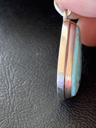 Navajo Blue Bisbee Turquoise Pendant | Sterling Silver | 1.5" | Authentic Native American Handmade | 1619