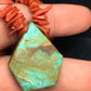 Native American Turquoise Coral Pendant Necklace | Brass Old Pawn | 19" | 4002