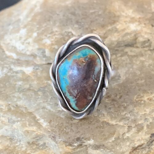 Navajo Blue Turquoise Ring | Sterling Silver | Sz 5 | Authentic Native American Handmade | 10361