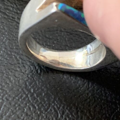 Navajo Blue Opal Inlay Band Ring | Sz 5.5 | Authentic Native American Handmade | 12418