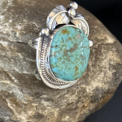 Navajo Blue Turquoise #8 Ring | Sterling Silver | Sz 8.5 | Authentic Native American Handmade | 14283