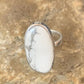 Navajo White Howlite Ring | Sterling Silver | Sz 8.5 | Authentic Native American Handmade | 11611