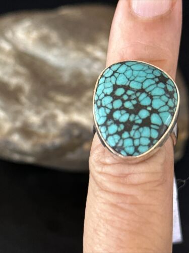 Navajo Blue Spiderweb Turquoise Ring | Sterling Silver | Sz 6 | 10283