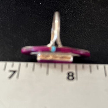 Navajo Purple Sugilite Inlay Ring | Sz 8 | Authentic Native American Handmade | 14453