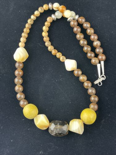 Southwestern Chunky Sterling Silver Necklace | Faceted Jasper Quartz | 20" | 10079
