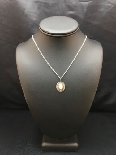 Navajo Mother of Pearls Turquoise Pendant Necklace | Sterling Silver | Authentic Native American Handmade | 18" | 8954