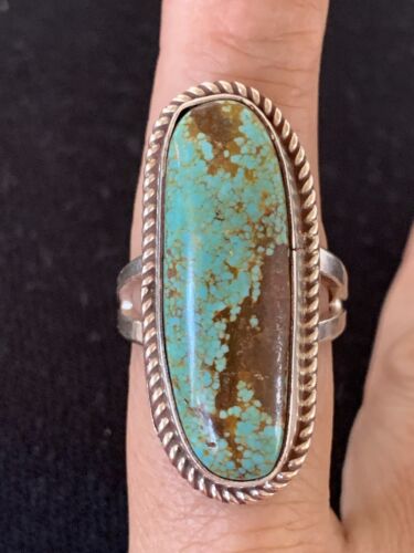 Native American Navajo Sterling Silver Turquoise #8 Ring | Sz 8.5 | 320