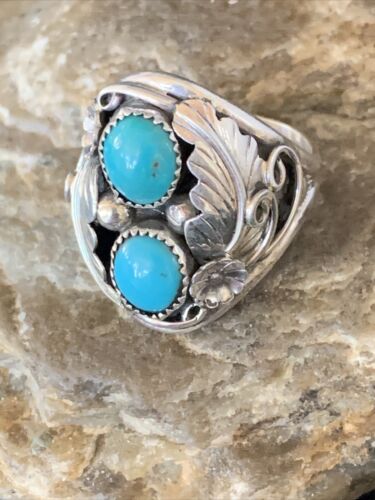 Navajo Kingman Turquoise Multi-Stone Ring | Authentic Native American Sterling Silver | Sz 10 | 14168