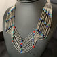 Native American Multi-Color Liquid Heishi Necklace | 10 Strand Sterling Tubes | 17" | 12623