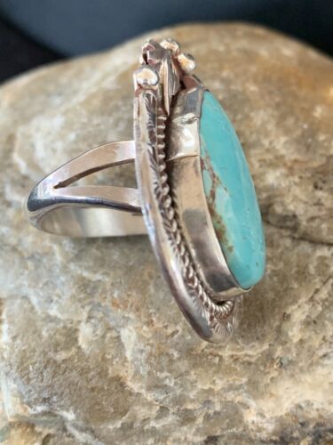 Native American Men's Navajo Blue Royston Turquoise Ring | Sterling Silver | Sz 9 | 674