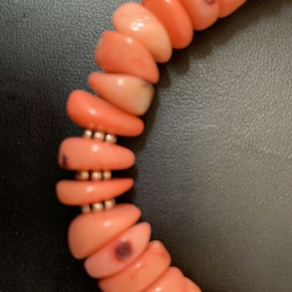 Native American Navajo Pink Coral Bead Necklace | Sterling Silver | 18" | 13231 - Masha USA