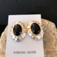 Native American Onyx Nugget Design Earrings | Sterling Silver | Southwestern Handmade | 1" | 3745