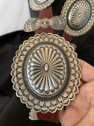 Native American Sterling Silver Navajo Concho Belt | Authentic Handmade | 12135 - Masha USA