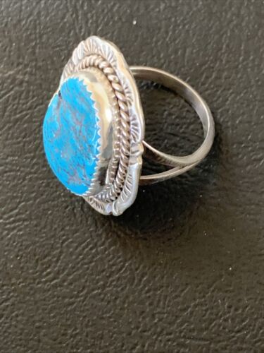 Southwestern Navajo Blue Kingman Turquoise Ring | Sterling Silver | Sz 7 | 12206