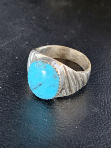 Navajo Blue Kingman Turquoise Ring | Sterling Silver | Sz 11 | Authentic Native American Handmade | 14149