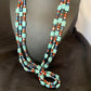 Native American Santo Domingo Turquoise Coral Bead Necklace | 3-Strand | 28" | 11988