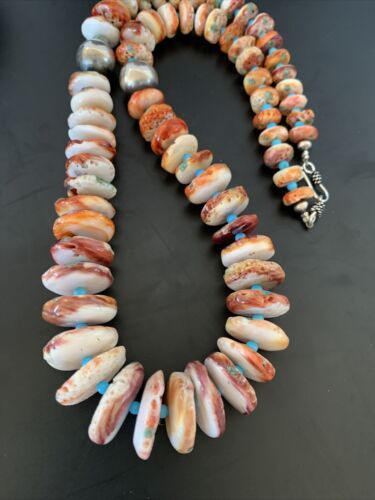 Navajo Purple Spiny Oyster Turquoise Necklace | Sterling Silver | Native American Handmade | 22" | 11389 - Masha USA
