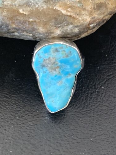 Navajo Blue Kingman Turquoise Ring | Sterling Silver | Sz 7.5 | Authentic Native American Handmade | 11615