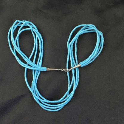 Southwestern Blue Turquoise Heishi 5-Strand Necklace | Sterling Silver | 17" | 10264
