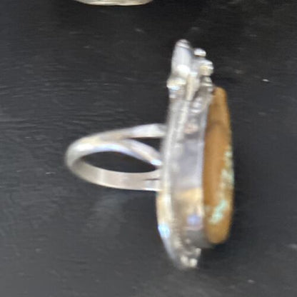 Navajo Blue Turquoise #8 Rings | Sterling Silver | Sz 9.5 | Authentic Native American Handmade | 14287