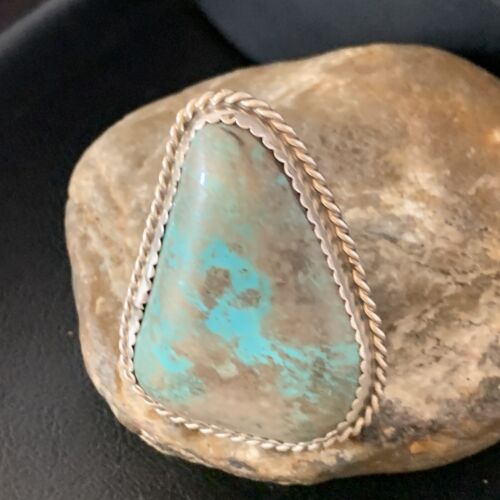 Navajo Blue Turquoise Ring | Sterling Silver | Sz 10 | Authentic Native American Handmade | 13714